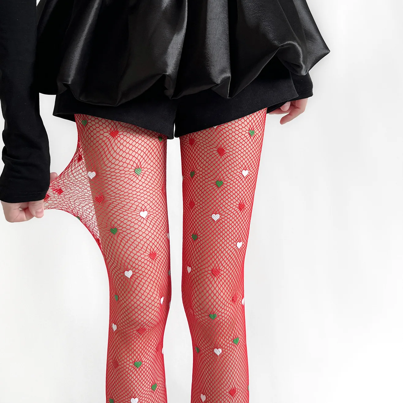 Pantyhose Women Hollow Out Lace Mesh Fishnet Stockings Pantyhose Multicolor Heart Women Tights Pantyhose Christmas Red Stockings