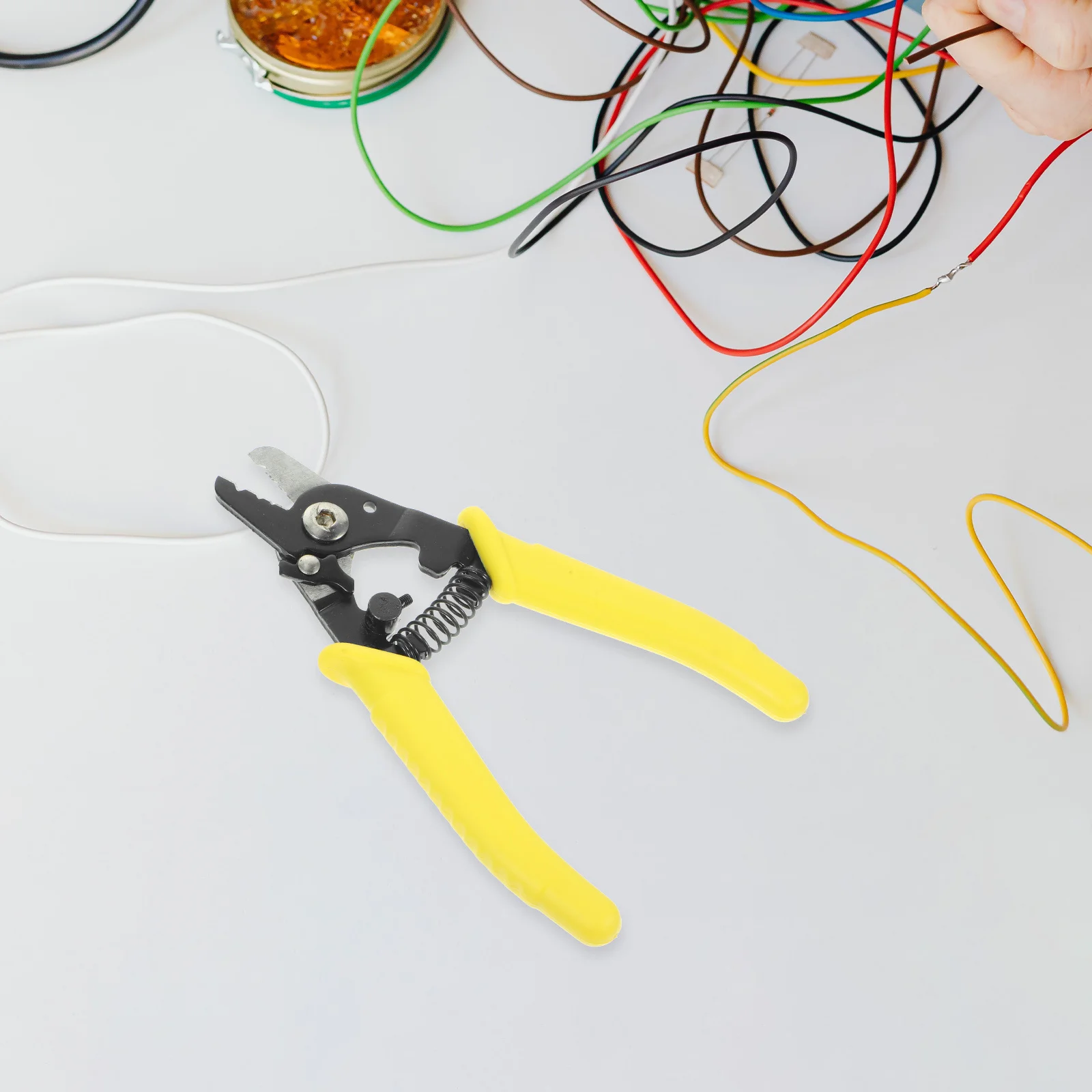 -336 كماشة قطع الأسلاك متجرد الكابلات 3 فتحات أداة تجريد الألياف البصرية مقبض مريح أصفر قفل أمان مضاد للانزلاق #2