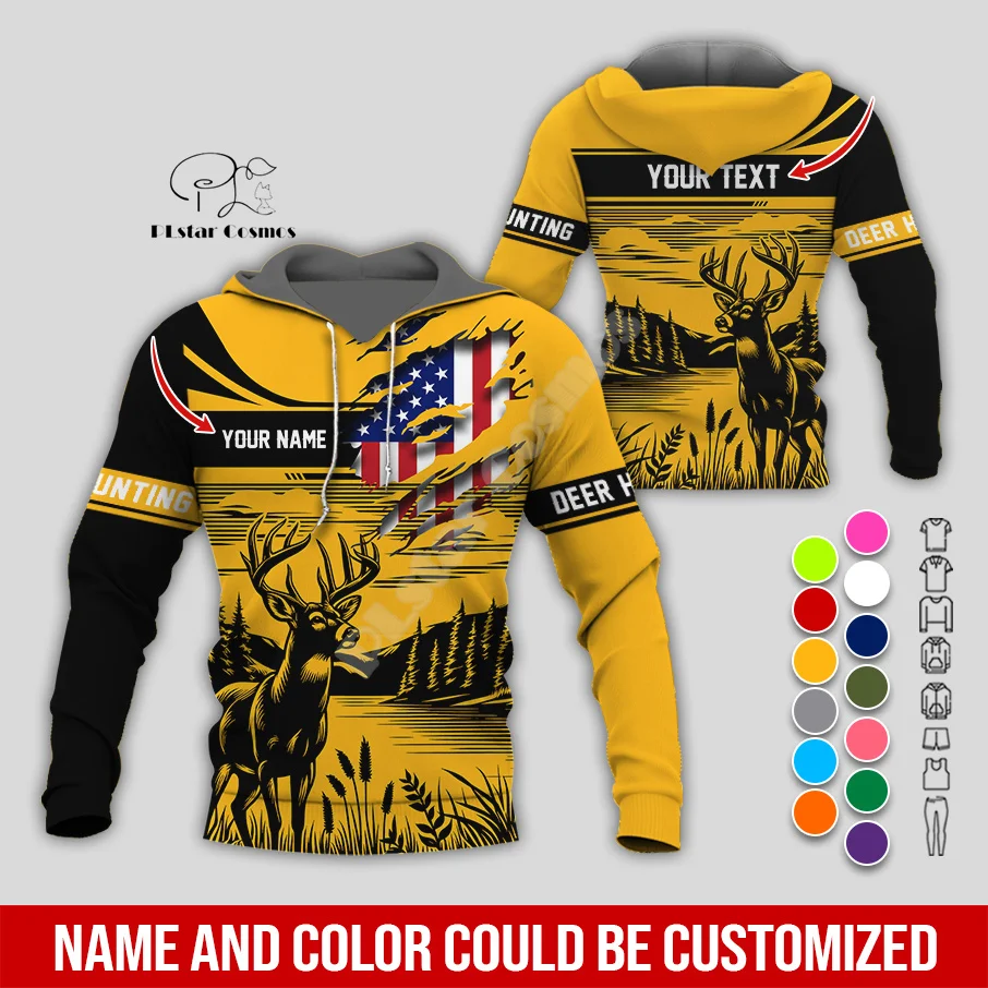 

Custom Name Deer Hunting Camo Hunter Graffiti Tattoo Vintage Retro Streetwear 3DPrint Harajuku Pullover Casual Jacket Hoodies 32