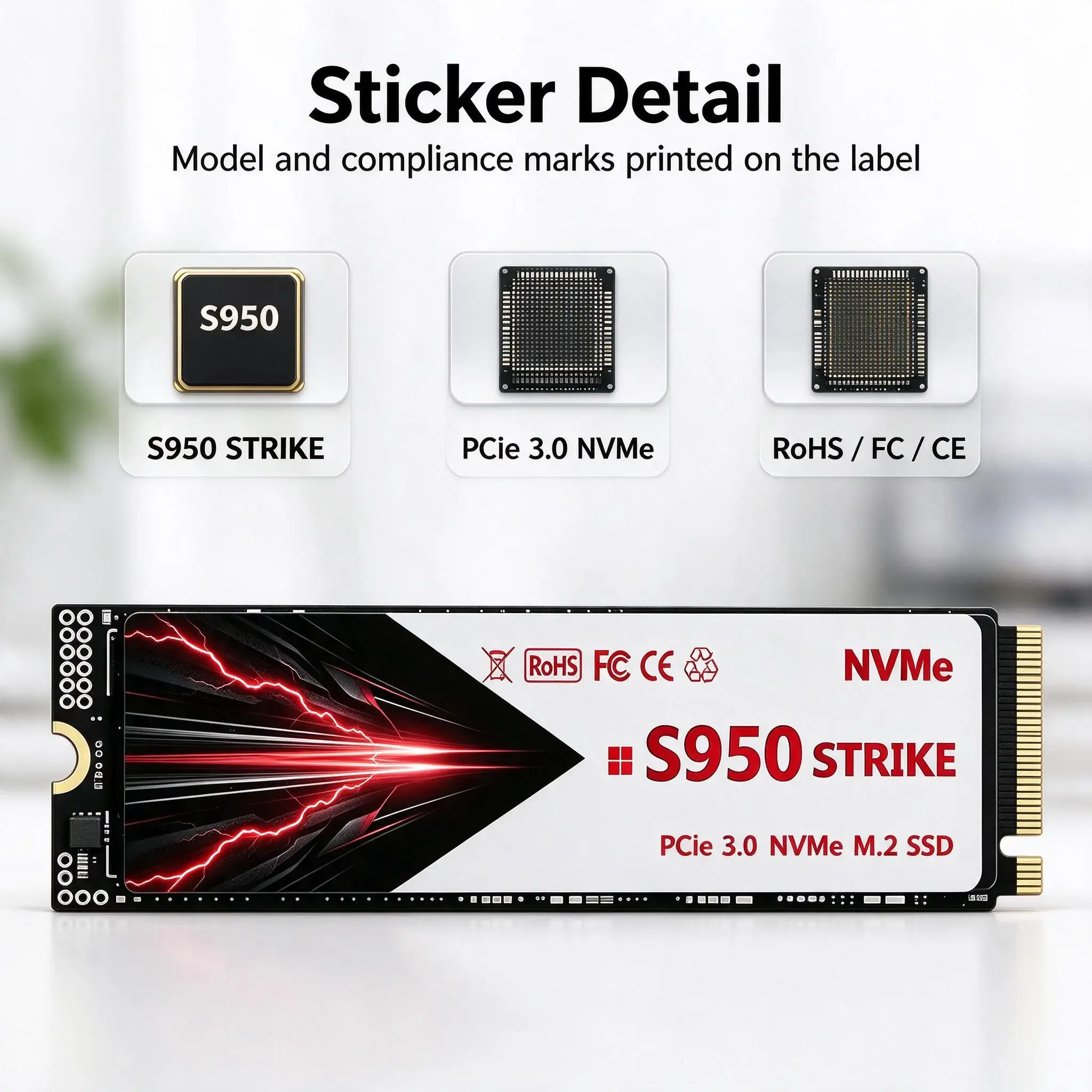 M.2 NVMe S950 Built-in Solid State Drive, 1TB/2TB/4TB/500GB, Fast Data Storage, Desktop, Laptop, Notebook, Computer. Apex Pro.