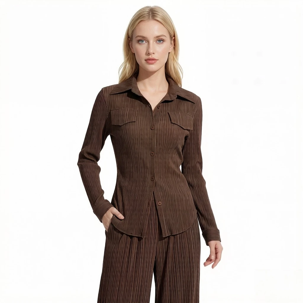 

Miyake Pleated 2026 Top New Style Elegant Solid Color Long Sleeve Shirt Fashionable and Stylish Commuting Daily Versatile Shirt