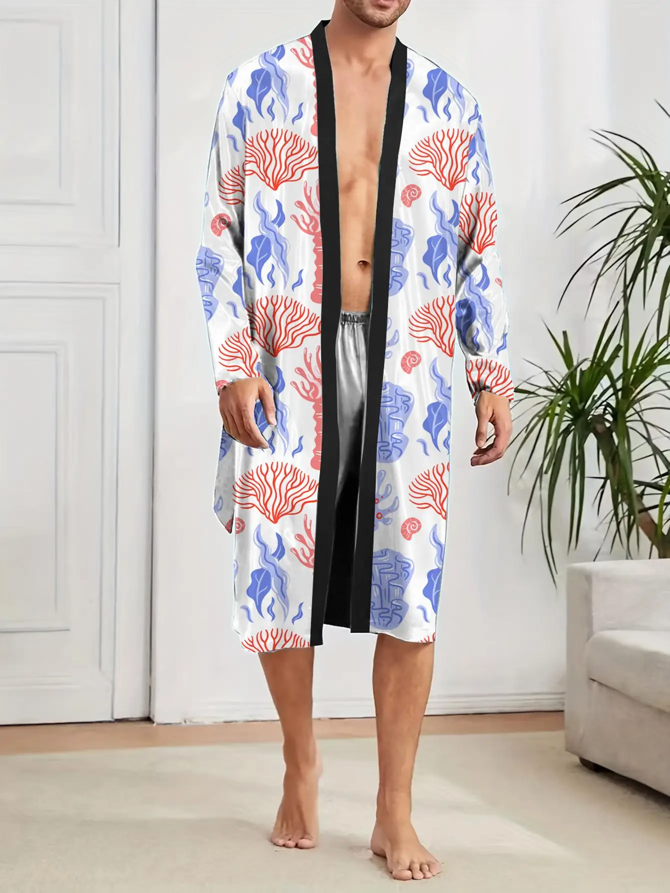 1pcs Men's Robes 2026 Spring/Summer Breathable Men's bathrobe 3D Printed Robe man Bathrobe Shower robe Graphic dressing gown
