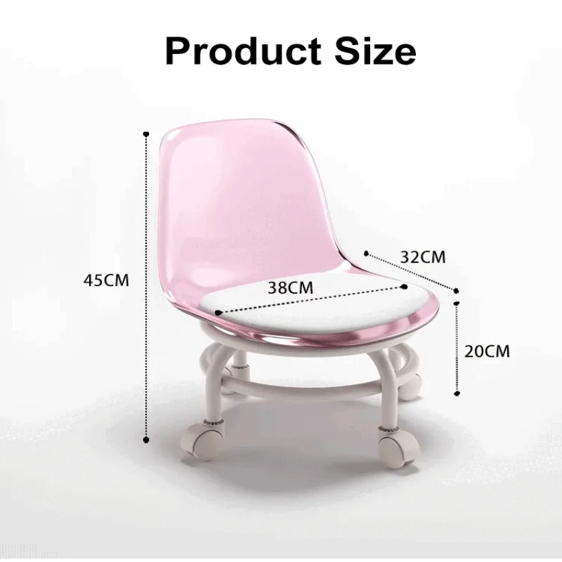 Universal Wheel Low Stool Transparent Acrylic Swivel Small Stool Silent Kids Stool Low Stool with Wheels Mobile Shoeshine image 6