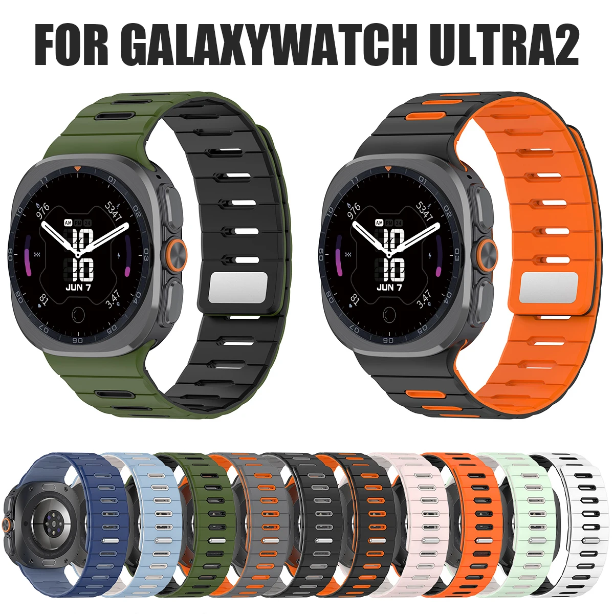 Magnetic Silicone Strap For Samsung Galaxy Watch Ultra2 /2025 47mm Sports Watchband Galaxy Watch 9/8 Classic 40/44/46mm Bracelet