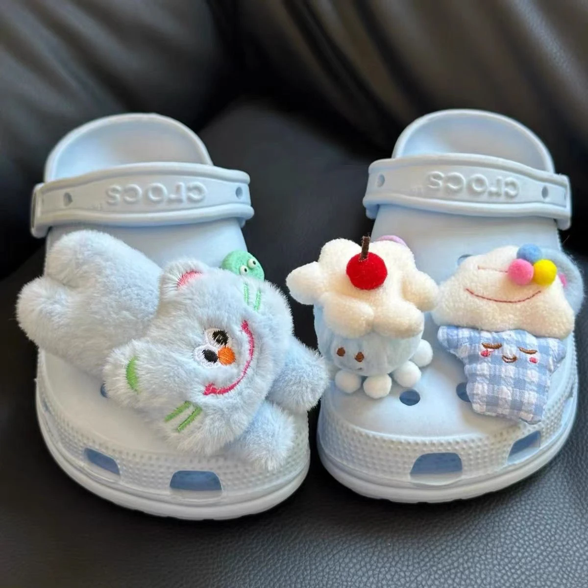 

Cute Ice Cr Cake Plu oe Bule DIY Cartoon Decorative Accories Hole oe Flower Doll Decorations