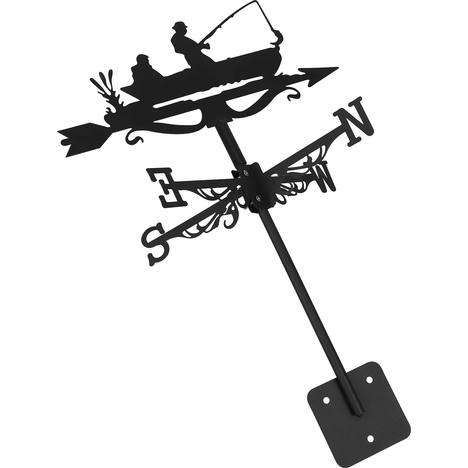 Cock Wind Vane Fish Weathervane with Roof Mount Outdoor Vanes for Yard Aircraft Black Cat Moon