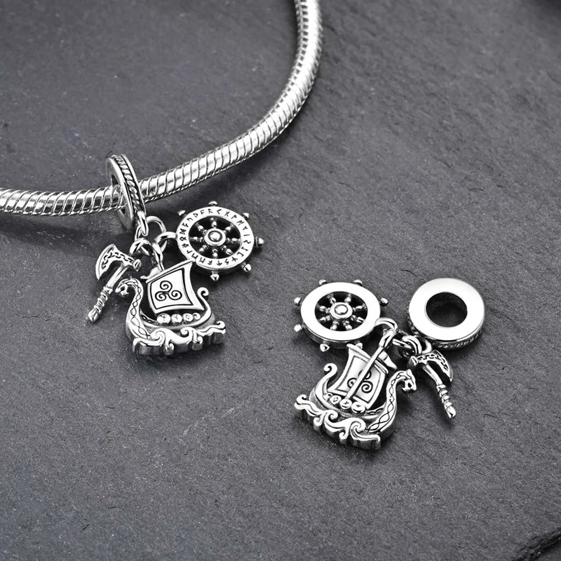 925 Sterling Silver Mythology Series Charms Beads Boat Axe Tree of Life Pendants Fit Original Bracelet Women Girls Jewelry Gifts view 4