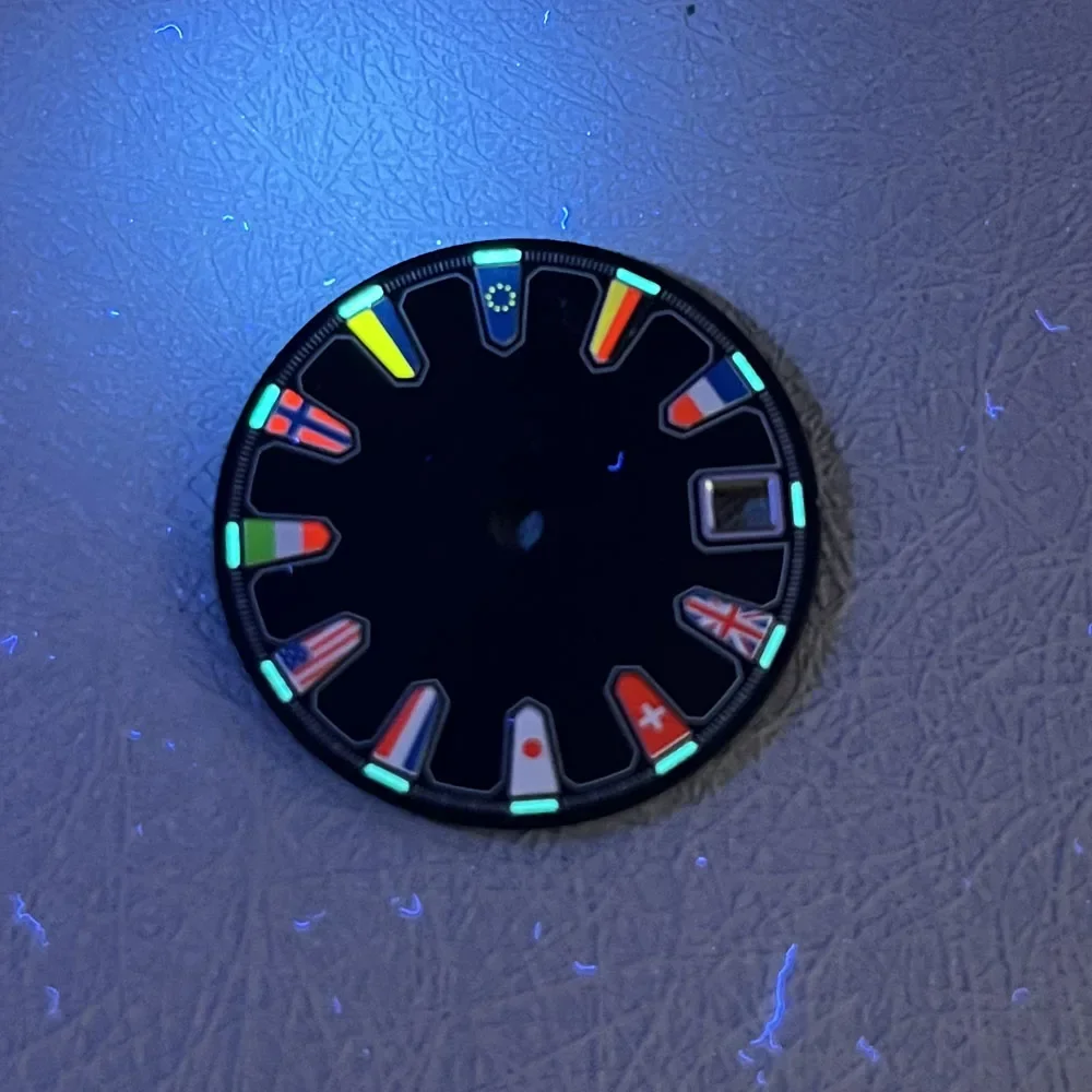 28.5mm nh35 dial estados unidos bandeira do reino unido dial nh35 para japão nh35 movimento automático acessórios de relógio personalizar logotipo