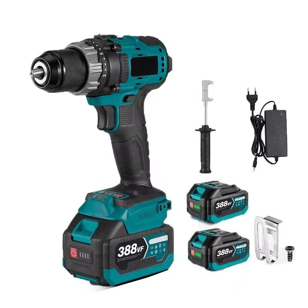 

650N.m 13mm Brushless Electric Impact Drill 25+3 Torque Cordless Electric Screwdriver Ice Breaking For 18VBattery