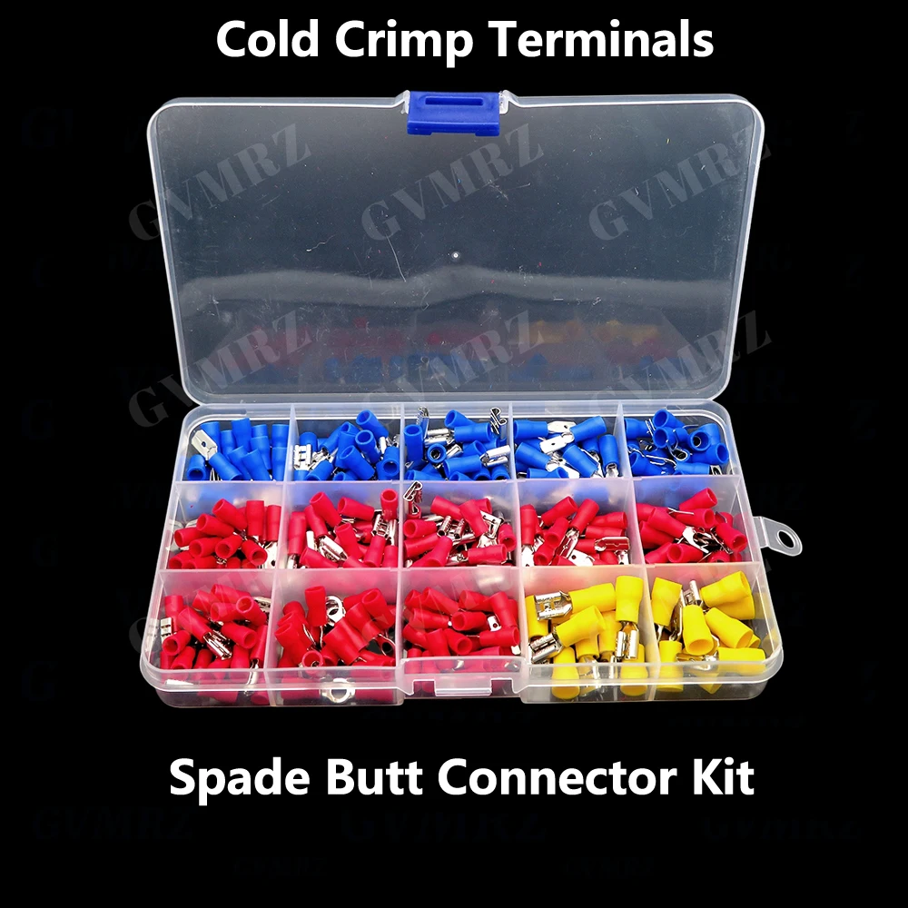 280pcs Male Female Insulated Terminals Wire Connector Kit Cold Crimp Terminals Assorted Crimp Terminals Spade Butt Connector Kit