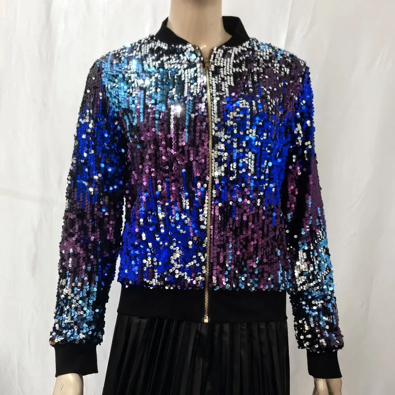 Women Sequins Jacket Long Sleeve   Fashion Coat 2025 Spring Autumn Outwear