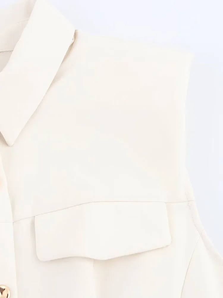 Vrouwen zomer tankjurk 2025, casual effen mouwloze enkele rij knopen, vrouwelijke elegante straat mini-jurken, kleding