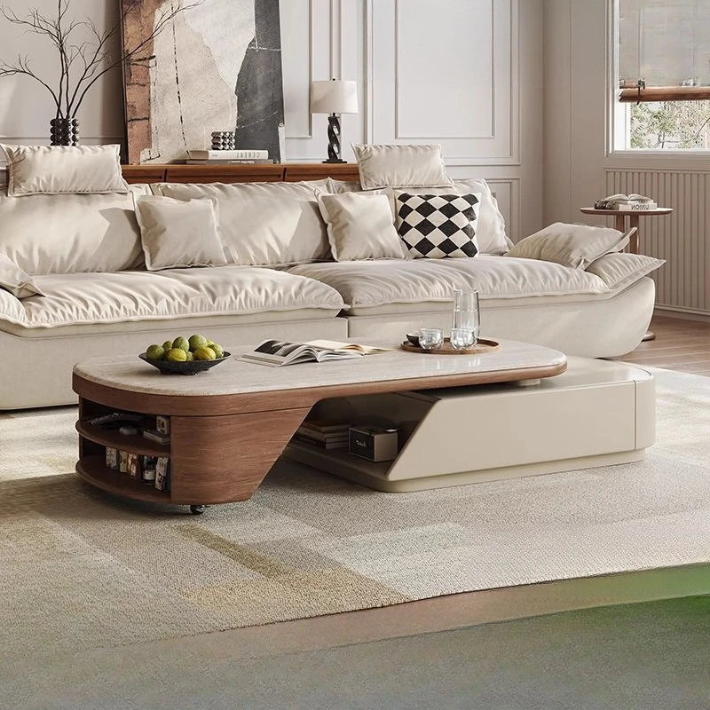 table with wheels telescopic antique tea table living room home retro advanced tea table multi-functional rectangle