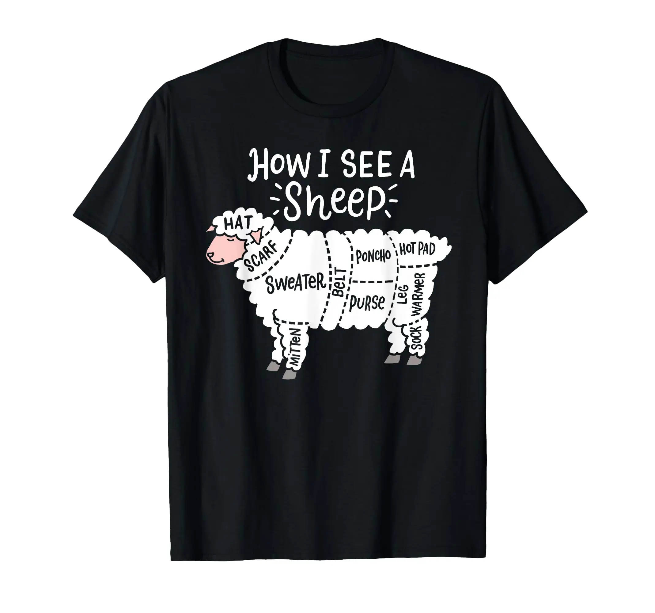 

How I See A Sheep Cute Yarn Wool Sheep Knitter Knitting Classic Logo T Shirt and Stickers, Unisex Adult T Shirt Collection