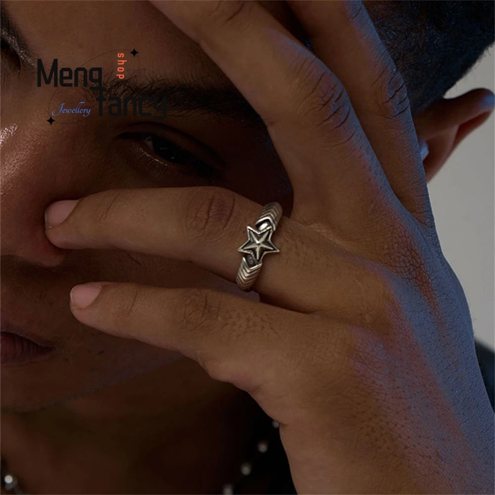 

Five-Pointed Star Ring, Hip-Hop Star Ring Retro High-End And Trendy, With Adjustable Opening Fashion Jewelry Exquisite Elegant