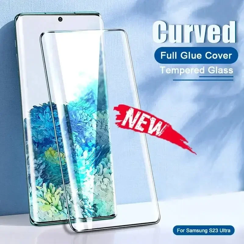 Fingerprint Curved Tempered Glass For Samsung Galaxy S24 S23 S22 S20 S21 S10 Note 20 Ultra 10 Plus Screen Protectors Film