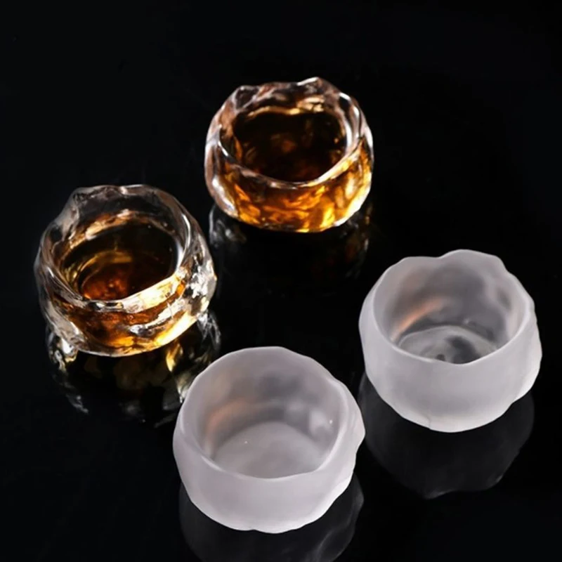 Xícaras de chá transparentes e congelados Kongfu Master Teacup Soju Glass, copo de vinho branco estilo japonês, 1pc