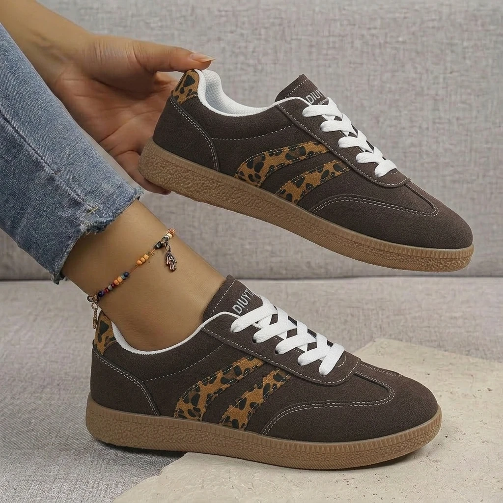 2026 Summer Leopard Print Striped Women's Shoes, Sizes 35-44, Fashionable Couple's Thick-Soled New Style, Trendy Women's Student Running Outdoor Sports Casual Shoes