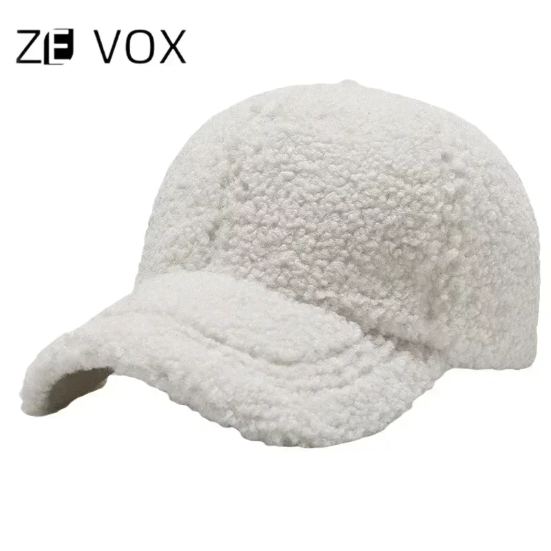 Winter Hat for Women Thick Wool Adjustable White Sherpa Baseball Cap for Girl 2024 Ladies Keep Warm Teddy Fashion Design