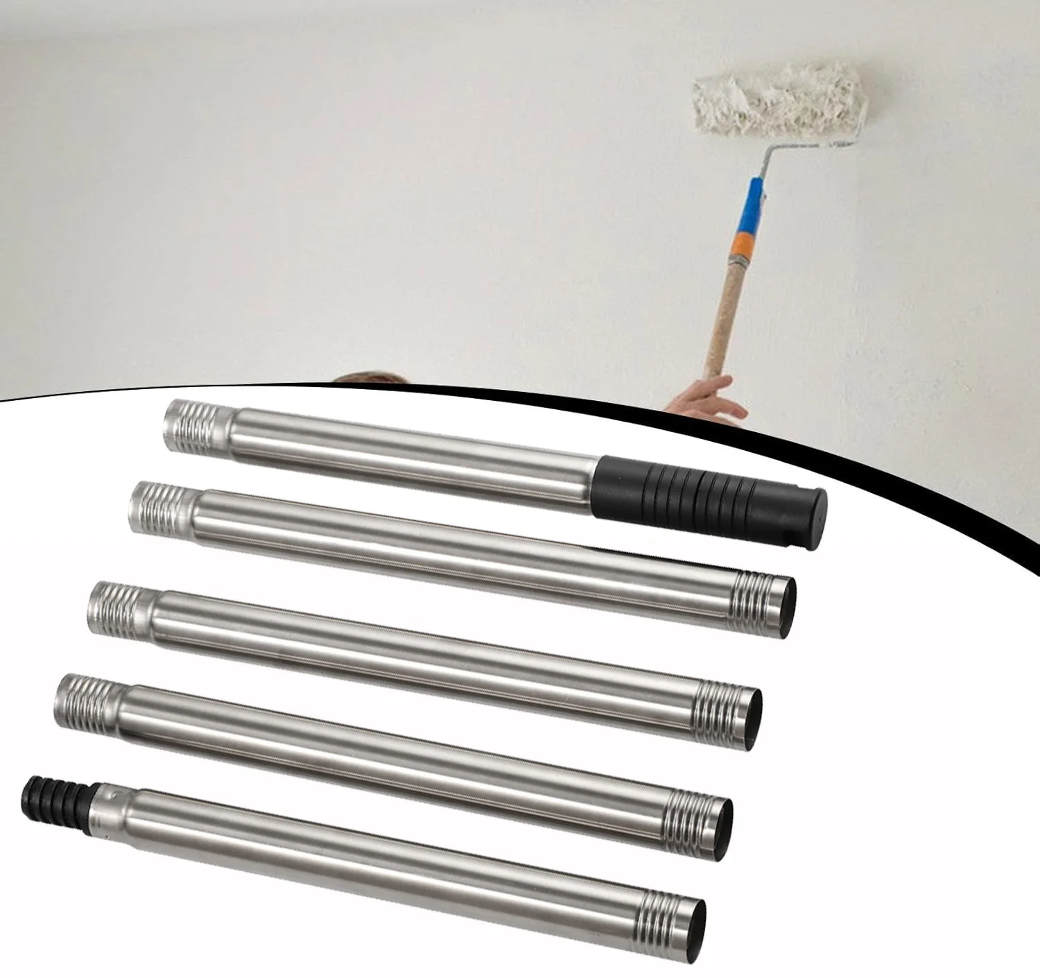 Stainless Steel Paint Roller Rod Sections with 19mm Diameter Fit for Standard Roller Frame Integration and Stability