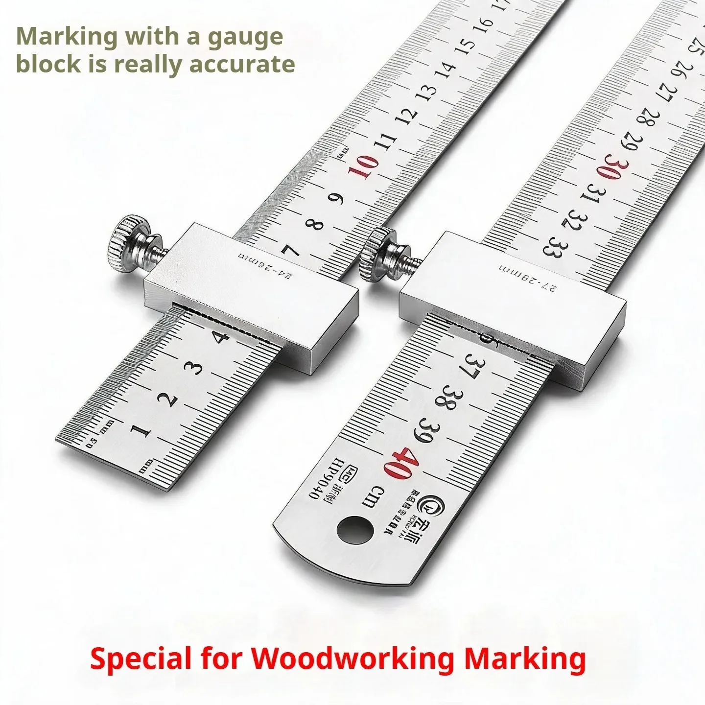 New Protable Accurate positioning Woodworking Tools Carpentry Steel Ruler Positioning Limit Block Measuring Marking Gauge image 2