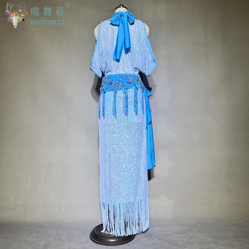 Belly Dance Costume Super Sequined Customized Baladi Robe Set Saidi Oriental Dance Performance Costumes Loose Exotic Dancewear