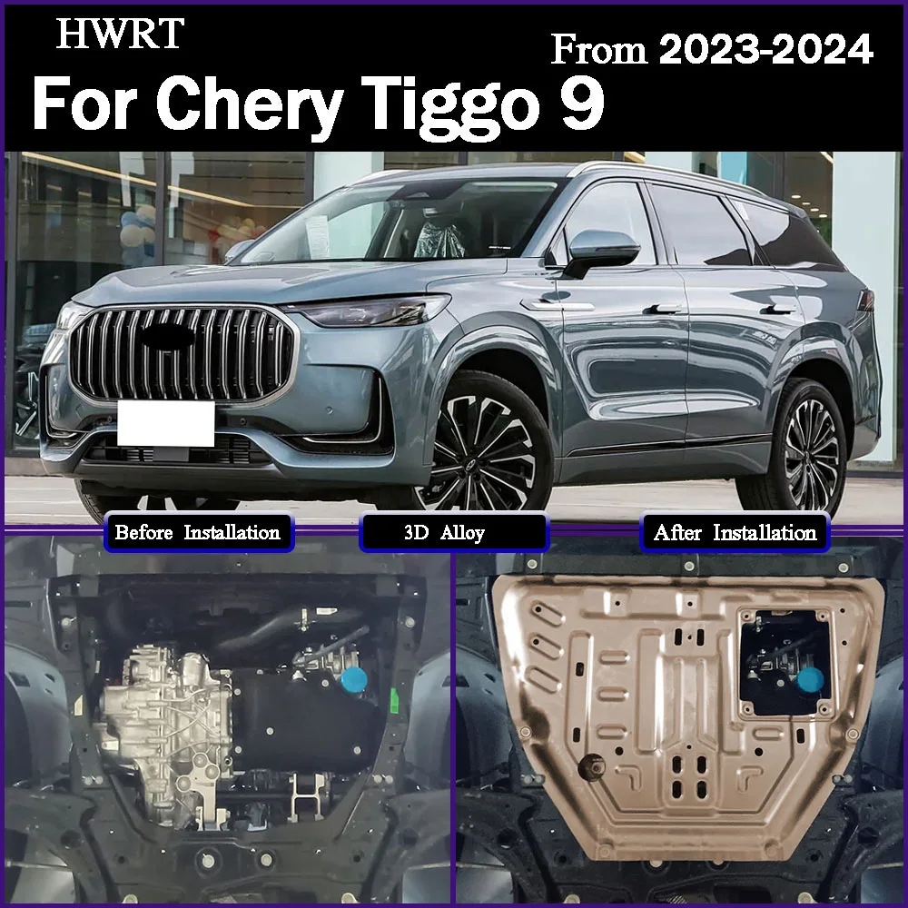 

Engine Guard Board Splash Shield Mud Fender Plate Cover Black Car Mudflap Mudapron Mudguard For Chery Tiggo 9 2023-2024 2.0T