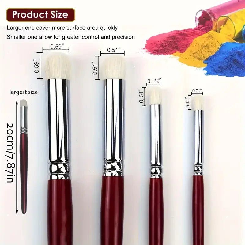 فرشاة جافة للرسم المصغر، مجموعة فرش جافة مكونة من 4 أحجام لطلاء نموذج Citadel المصغر، فرشاة استنسل لفرش الطلاء بتفاصيل الهوايات