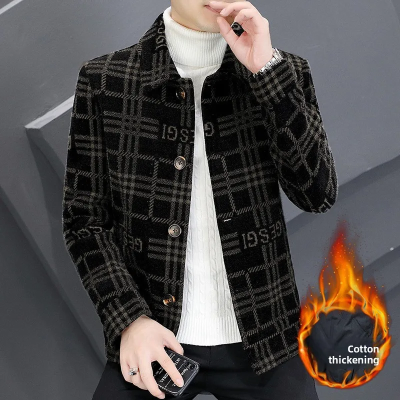 

Мужское универсальное хлопково-шерстяное пальто-куртка на осень-зиму, модное, с длинными рукавами, отложным воротником, стандартного кроя, молодежный стиль