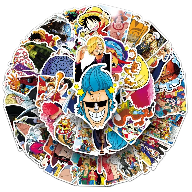 50pcs One Piece Japanese Anime Cartoon Character Stickers Waterproof Decorative Laptop Luggage Desktop Stationery Stickers