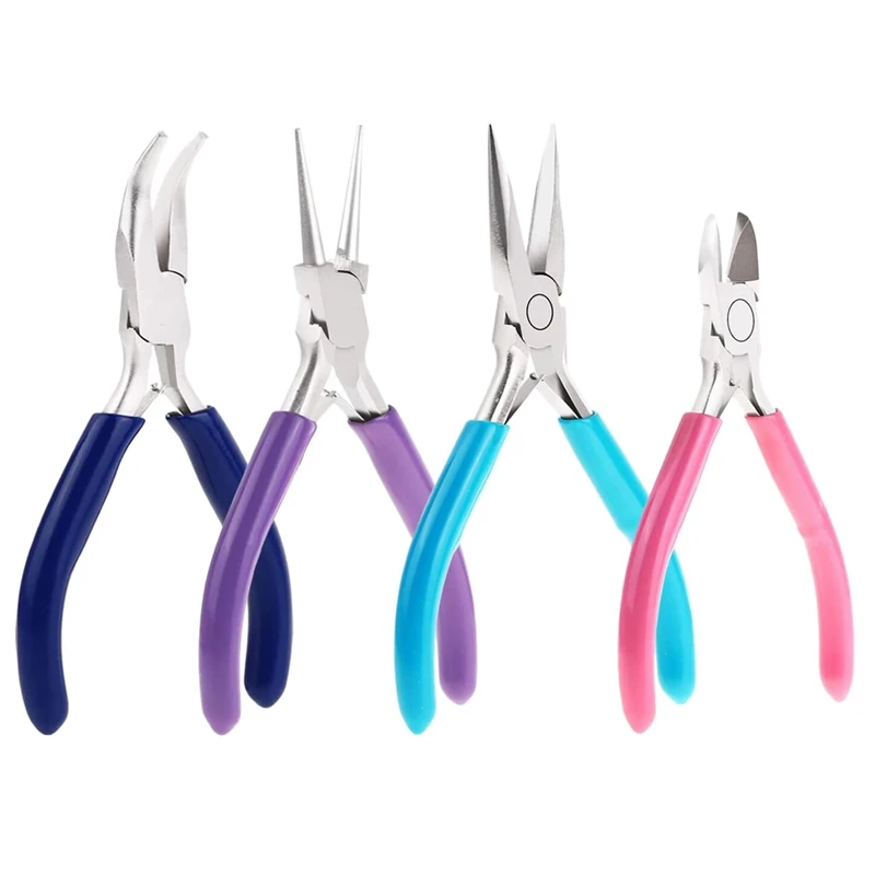 

A01F-4 Pcs Jewelry Making Tools Kit Jewelry Pliers With Needle Nose Pliers For Crafts Wire Wrapping Jewelry Making Supplies