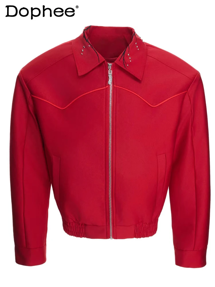 

Мужские модные куртки с вышивкой и заклепками, весна 2026, однотонные, свободного кроя, удобные, стильные, простые пальто для мужчин