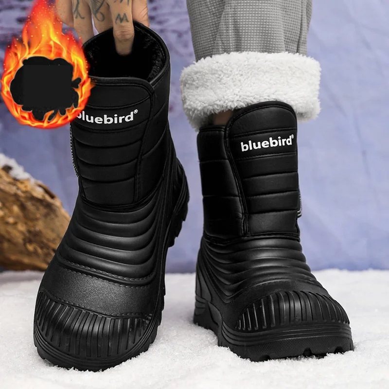 Russian Snow Boots For Men Winter -40℃ Warm Thickened Plush Waterproof Anti Slip Mid-calf Boots Man Outdoor Work High Tube Shoes