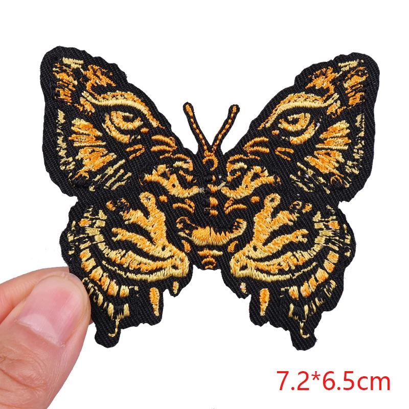 Punk Patch Tiger/Butterfly Embroidery Patch Cartoon Animal/Cat Embroidered Patches Iron On Patches For Clothing Jackets Jean DIY