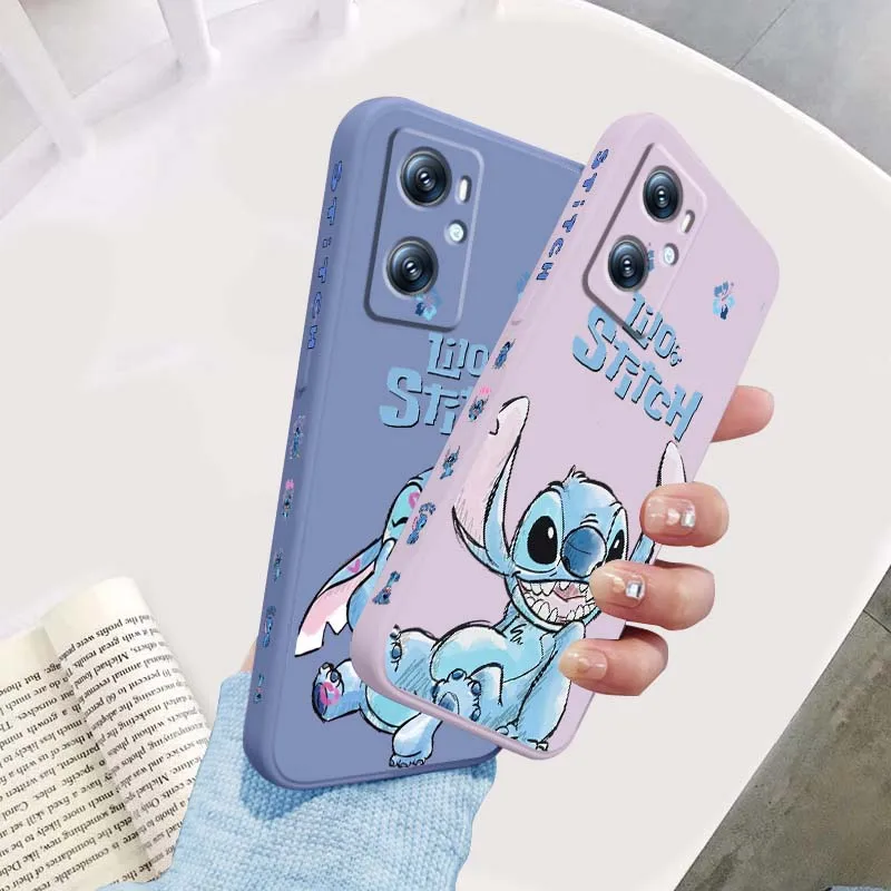 

Disney Blue Cartoon Stitch For OPPO Find X5 A11 A16K A53 A98 A3 A57 A72 A73 A96 A74 A9 A5 5G Liquid Left Rope Phone Case