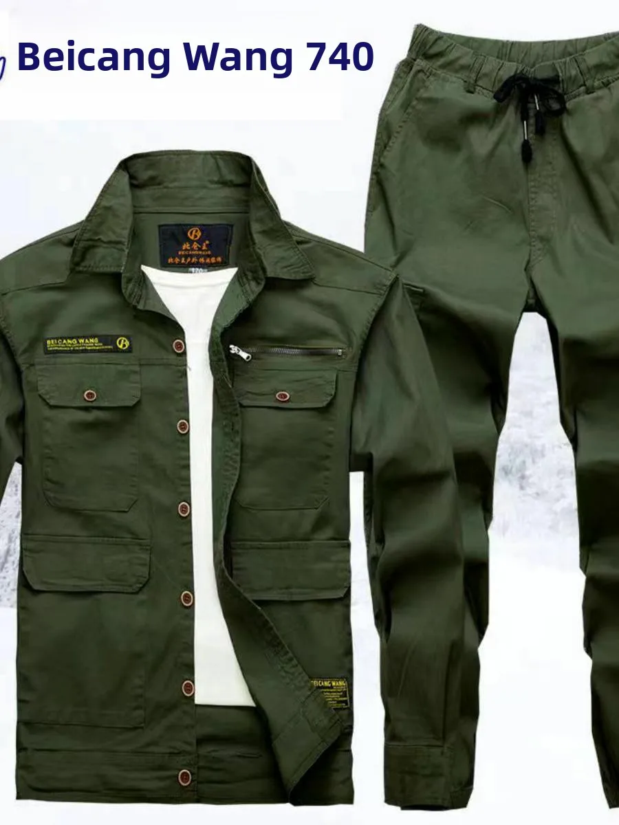 

Мужской летний тонкий эластичный рабочий костюм с длинными рукавами, защитный костюм для сварки, дышащий, износостойкий, впитывающий пот, из смеси хлопка