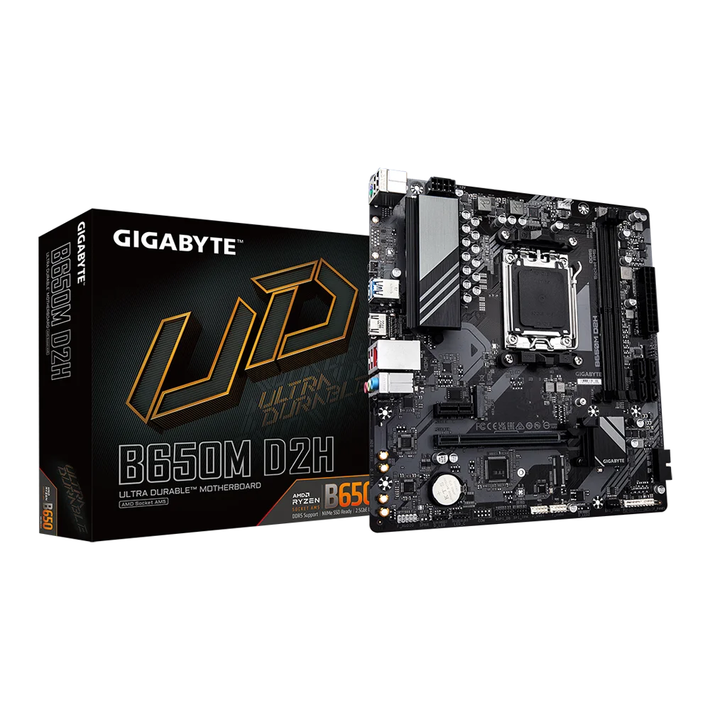 GIGABYTE GA B650M D2H New AM5/ LGA 1718/ AMD/ B650/ Micro ATX/ 3-Year Warranty/ DDR5/ PCIe 4.0 M.2/ 2.5GbE LAN/Motherboard aorus