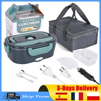 Stainless Steel Food Heating Bento Box 12V 24V 110V 220V Food Heated Warmer Container Set2 in1 Home Car Electric Lunch Box