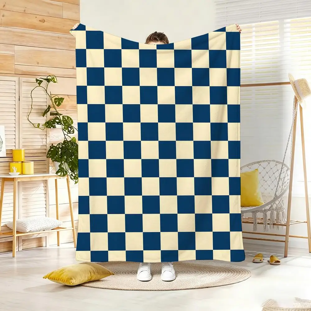 Manta de Franela Ligera con Estampado de Cuadrícula, Suave y Agradable al Tacto, Ideal para el Verano