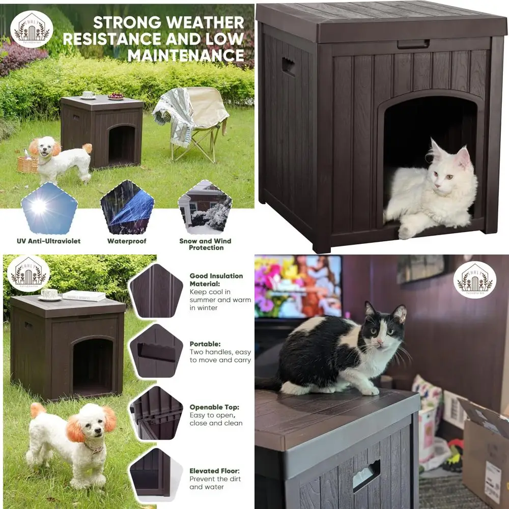 

Weatherproof Outdoor Cat Houses for Multiple Felines, Litter Box Enclosure, and Durable Plastic Dog Kennel