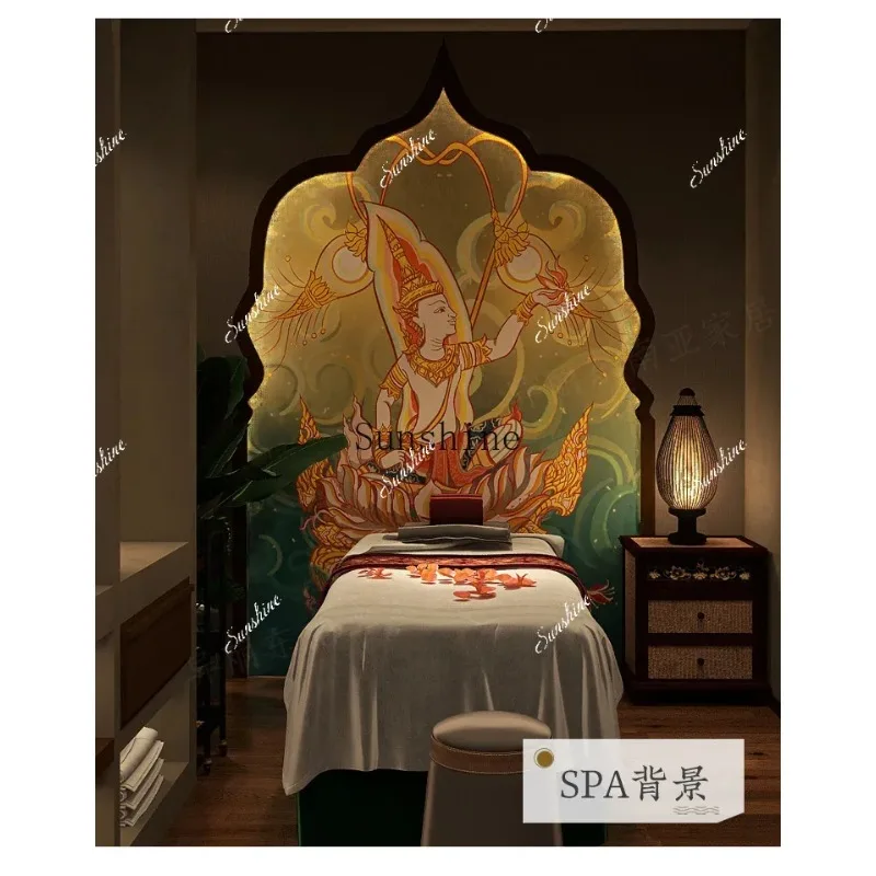 South East Asia style background wall wallpaper Thai style decoration wallpaper muralYY