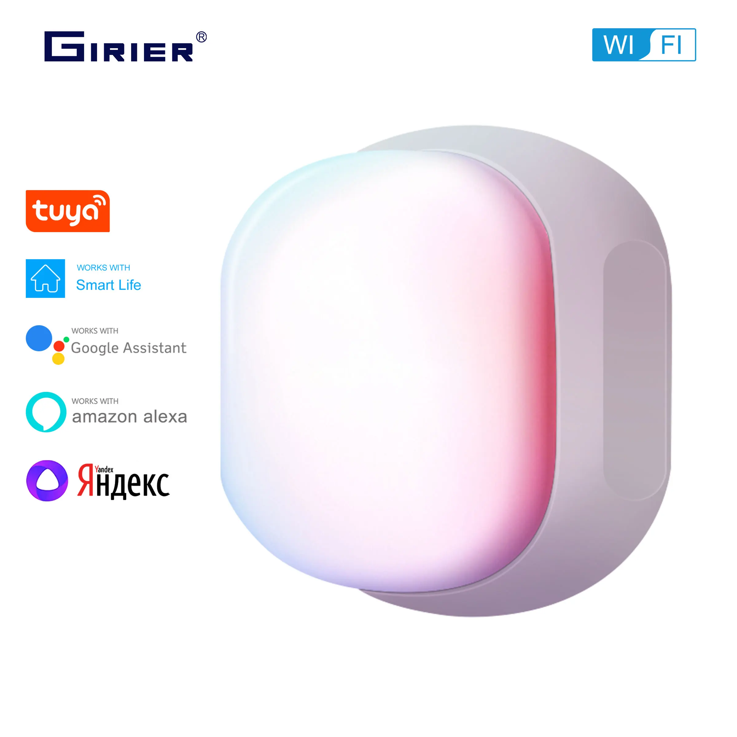 GIRIER Tuya Smart IR/RF Remote Control Hub with Night Light WiFi Wireless Universal Remote Controller for TV/STB/DVD Works Alexa telecontrol f24 60 industrial universal wireless radio remote control joystick ac dc for crane joystick1transmitter 1receiver