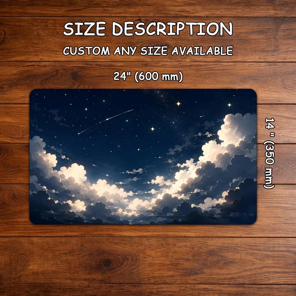 MTG Commander Playmat, Starry Cloud Sky palymat, Familiar Fantasy Magic The Gathering EDH Card Game Rubber Base Gaming Mat