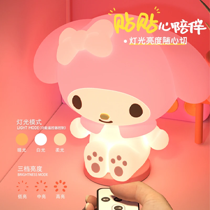 Sanurgente-Veilleuse en silicone My Melody, figurines d'anime, lumière Melody Clap, chambre à coucher, sommeil, escales, lampe de nuit, cadeau d'ornements, chaud, nouveau