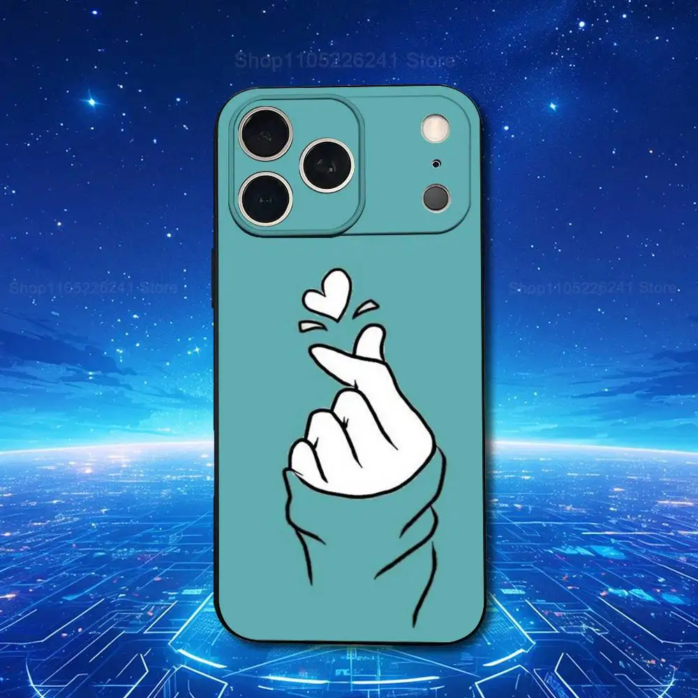 Cute Heart Art Phone Case For iPhone 17,16,15,14,13,12,11,Plus,Pro Max,XS,X,XR,SE,Mini,8,7,Soft Silicone Black