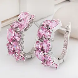 Fashion Lady Stud Earring Classic Pink Stone Earrings Jewelry for Women Water Drop Shape Earrings Aretes De Mujer Modernos