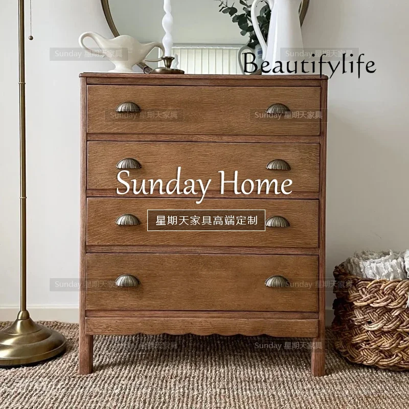 

HK American simple retro rural solid wood chest storage cabinet bedroom locker/