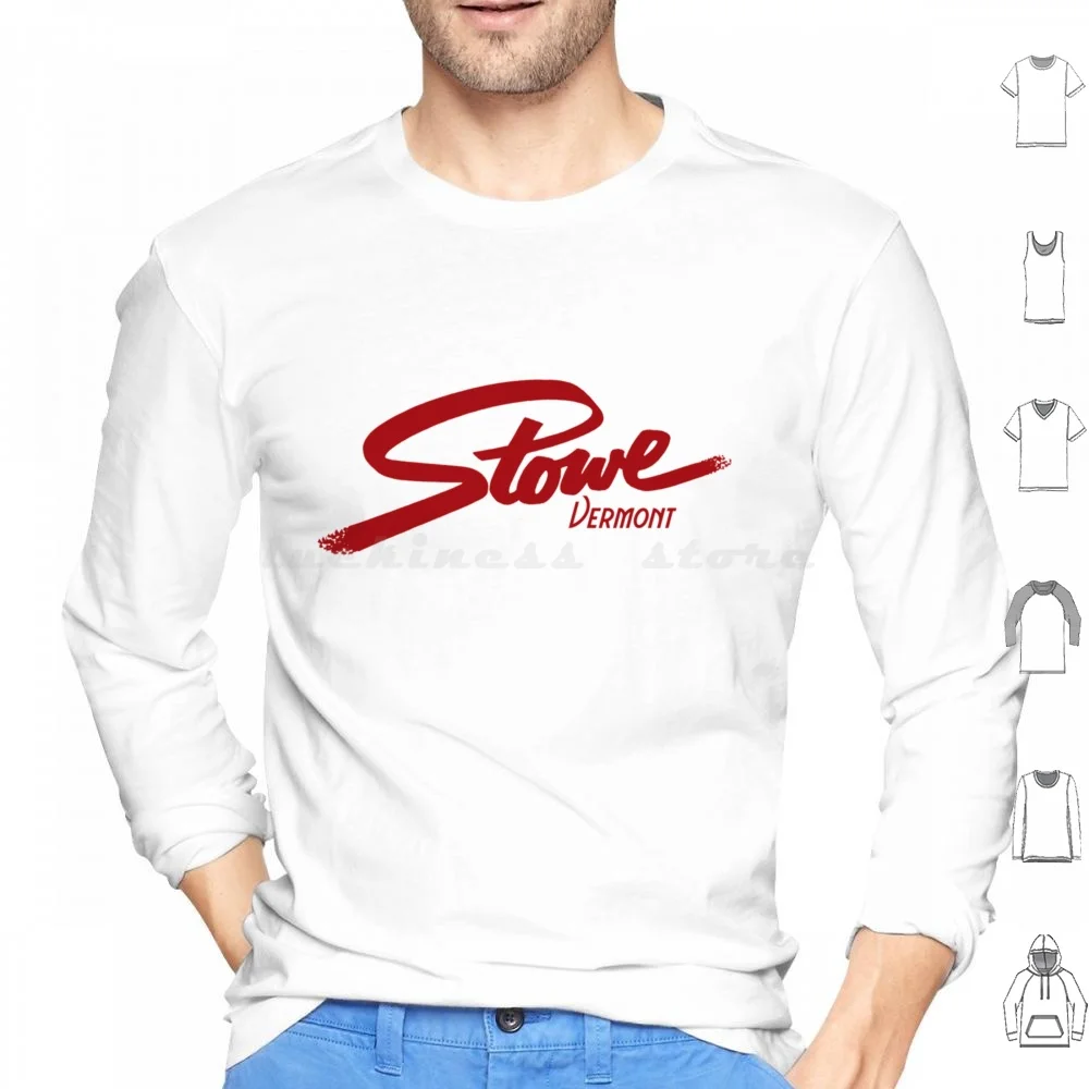 Skiing Stowe Vermont Ski Mountains Snowboard Typography Hoodie cotton Long Sleeve Skiing Skier Ski Snow Snowboard