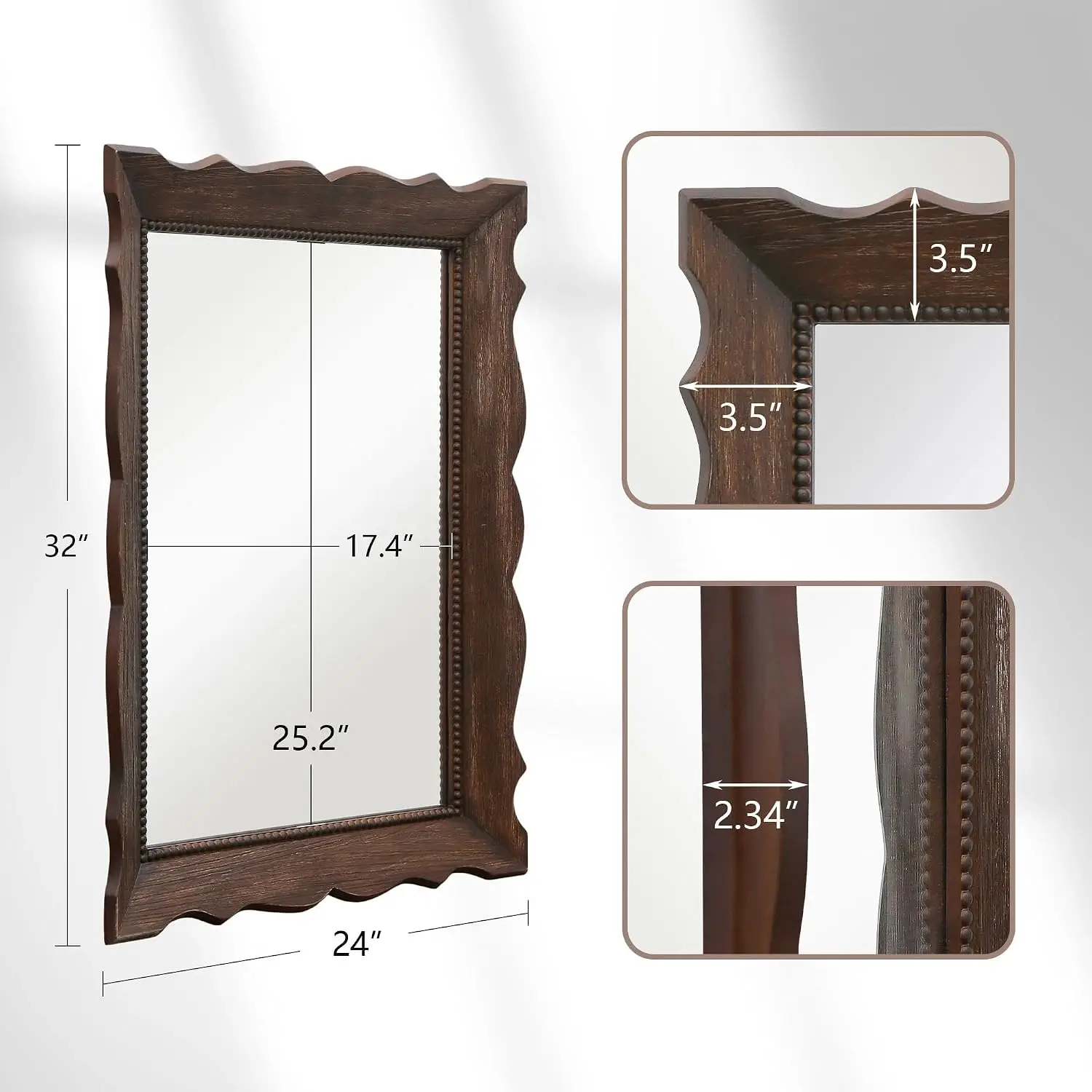 Rustic Wood Frame Mirror: 24