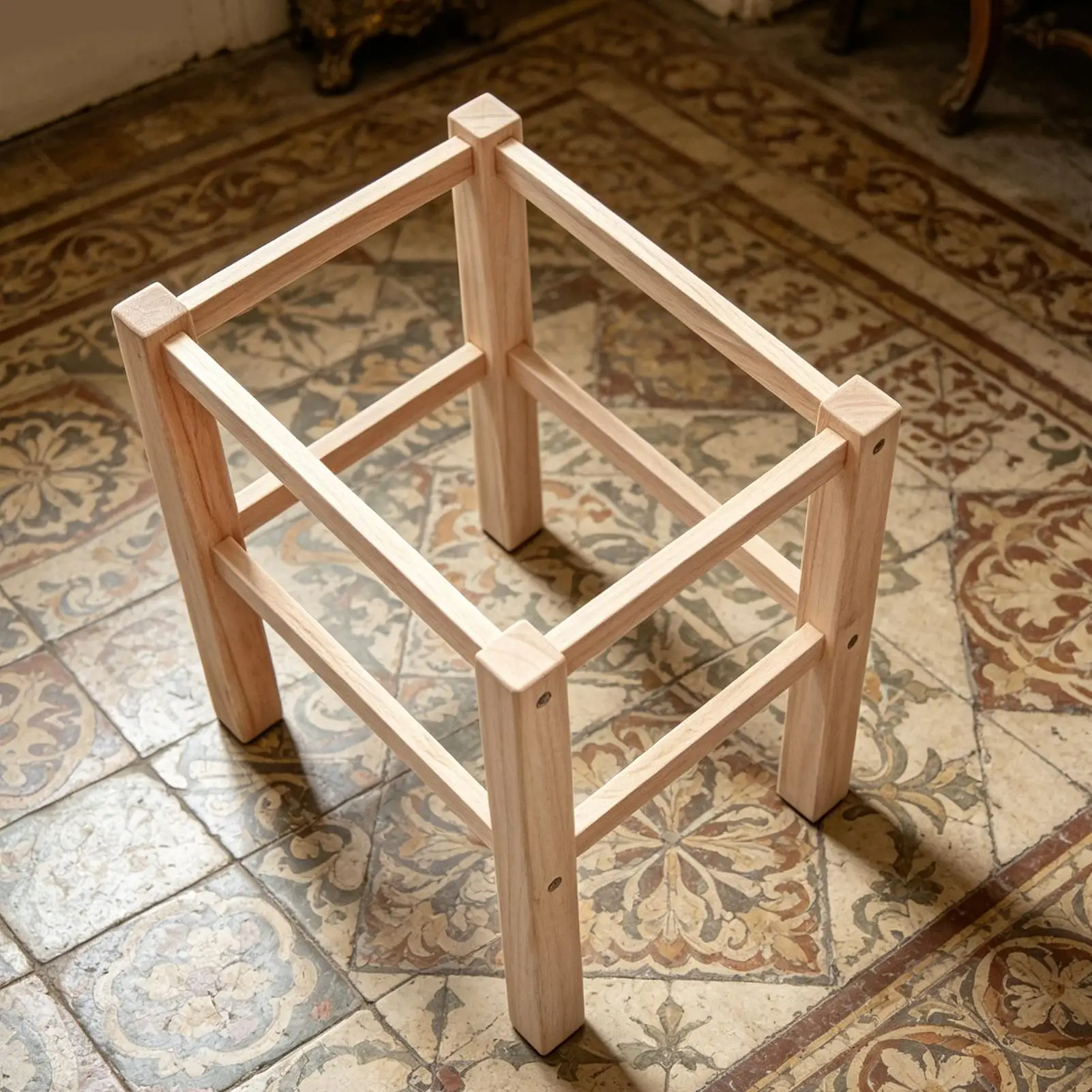 DIY Wood Footstool Frame Kit Beginner Friendly Multifunctional DIY Step Stool Frame Kit For Weaving Woodworking Project Home